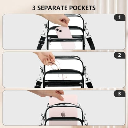 Blvornl Clear Crossbody Bag with Adjustable Shoulder Strap, Stadium Approved PVC Purse Bag, Messenger Bag - color: Clear, size: X-Large