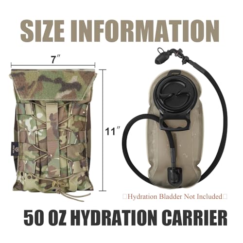 PETAC GEAR 1.5L / 3L Tactical Hydration Pack，Molle Carrier Pouch for 50 oz /100 oz Hydration Bladder Daypack Water Backpack. - color: MC, size: 1.5L bag only