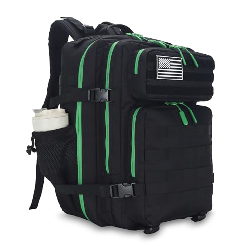 Lovelinks21 45L Tactical Assault Backpack - 3 Day Assault Pack with MOLLE Waterproof Rucksack (Back Green) - color: Back Green