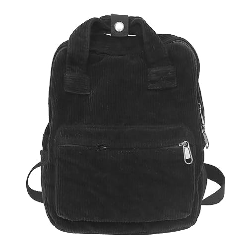 Makukke Small Corduroy Backpack Purse for Women - Vintage Mini Fashion Casual Aesthetic Backpack, Black - color: 01-black