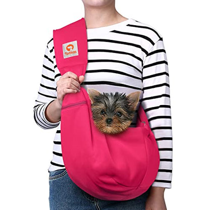 Tomkas Small Dog Sling Carrier - Classic Pocket & Classic Strap - for 3-10 lbs Pets(Rosered) - color: Rose Red