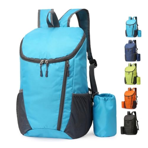 Portable Foldable Backpack Folding Mountaineering Bag, Ultralight Outdoor Cycling Rucksack, Travel Hiking Knapsack (Sky Blue) - color: Sky Blue