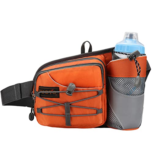 Waist Pack with Water Bottle Holder for Running Walking Hiking Fanny Pack Hydration Belt - color: Orange