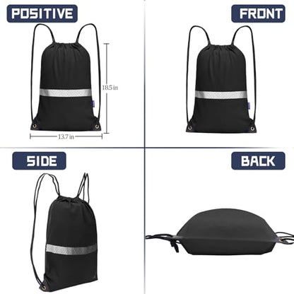 AYKRM Black Drawstring Backpack Bag work Sackpack - color: Black