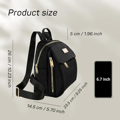 Womens Small Backpack Purse, Oxford Cloth Tiny Backpack Small backpacks for Women, Mini Backpacks for Travel (black)