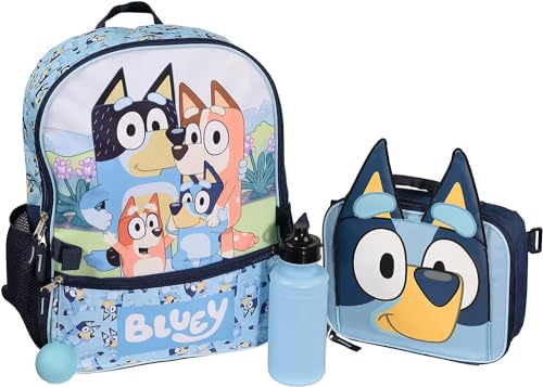 AI ACCESSORY INNOVATIONS Bluey 4 Piece Backpack Set for Pre School Girls & Boys, Kids 16" School Bag - color: Bluey