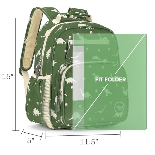 mibasies Kids Backpack for Boys 5-8: Water-Resistant School Bookbag for Kindergarten and Elementary - Dinosaur Green - color: Dinosaur Green, style: Kids-15"h
