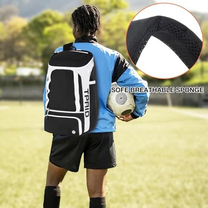 TPAID Sturdy Soccer Bag, Soccer Backpack with Shoes Compartment for Soccer Ball Basketball Baseball Volleyball Football, Large Capacity Sport Equipment Bags for Men and Women