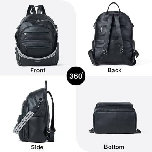 LATMAP Backpack Purse for Women Laptop Backpack, Leather Travel Back Pack Shoulder Bag Teacher College Daypack Work Handbag fits 14" Laptop, Black - color: Style1-black
