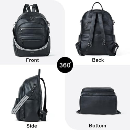 LATMAP Backpack Purse for Women Laptop Backpack, Leather Travel Back Pack Shoulder Bag Teacher College Daypack Work Handbag fits 14" Laptop, Black - color: Style1-black