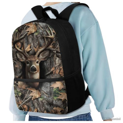 Deer Camo Backpack for Boys Backpacks with Lunch Box Water Bottle Holder Zipper Pencil Case 4PCS Set 6th Grade Backpack for Girls Kids Bookbag for Kindergarten Primary School Bags - color: Deer Camo