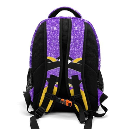 Purple Gold Volleyball Print Personalized School Backpack Casual Laptop Bag for Man Woman - color: Muilti 15