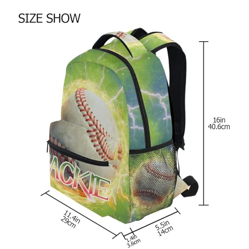 susiyo Custom Name Backpack Personalized School Bookbag Baseball with Lightning Lightweight College Back Pack Travel Camping Casual Daypack for Teens Girls Boys Women Men - color: Custom Baseball