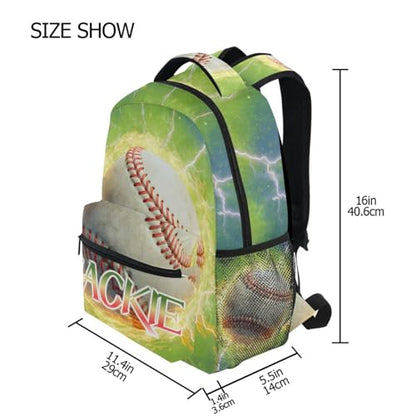 susiyo Custom Name Backpack Personalized School Bookbag Baseball with Lightning Lightweight College Back Pack Travel Camping Casual Daypack for Teens Girls Boys Women Men - color: Custom Baseball