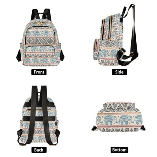 Women Fashion Backpack Purse Ethnic Elephant Rucksack, S - color: Ethnic Elephant, size: Small