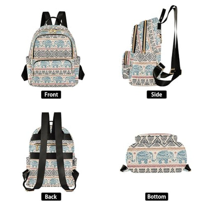 Women Fashion Backpack Purse Ethnic Elephant Rucksack, S - color: Ethnic Elephant, size: Small