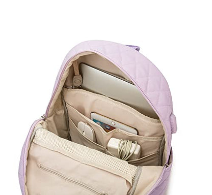 Kinmac Laptop Backpack with Massage Cushion Straps and USB Charging Port for Laptop Up to 15.6 Inch Men Women Travel Outdoor Backpack (Purple) - color: Purple Embroider