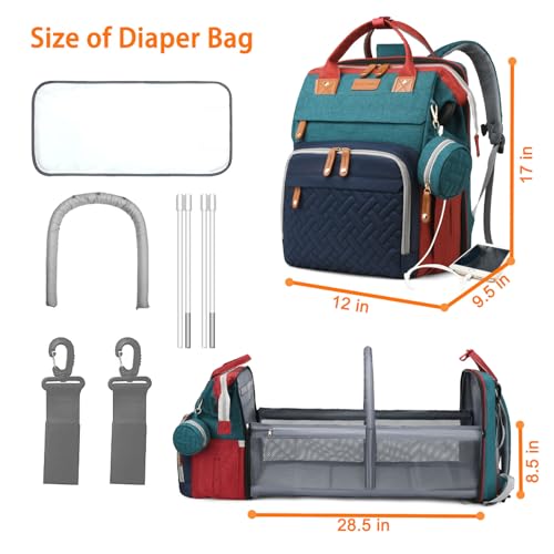 Astro alan Baby Diaper Bags with Changing Station, Waterproof Diaper Bag Backpack for Moms Dads with USB Charging Port, Baby Shower Gifts, Large Capacity diaper backpack, Red-Green-Blue - color: Red-green-blue