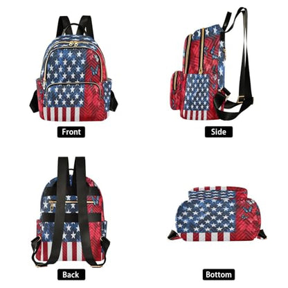 American Flag Butterfly Mini Backpack Purse for Women Shoulder Bag Fashion Daypack Ladies Handbag Lightweight Travel Bag Rucksack - color: American Flag Butterfly, size: Small