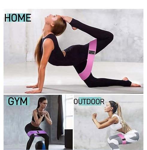 3 Pcs Woven Resistance Bands for Legs Butt HIPS - 3-Level Exercise Bands with Non-Slip, Perfect for Home Gym, Yoga, Pilates - color: Purple+Pink+Green