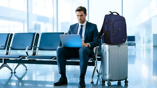 CAFELE Laptop Backpack 17.3 Inch Computer Backpack Daypack Water-Repellent Laptop Bag with USB Charging Port for Business/School/Travel/Women/Men (Blue, 17.3 Inches) - color: Blue