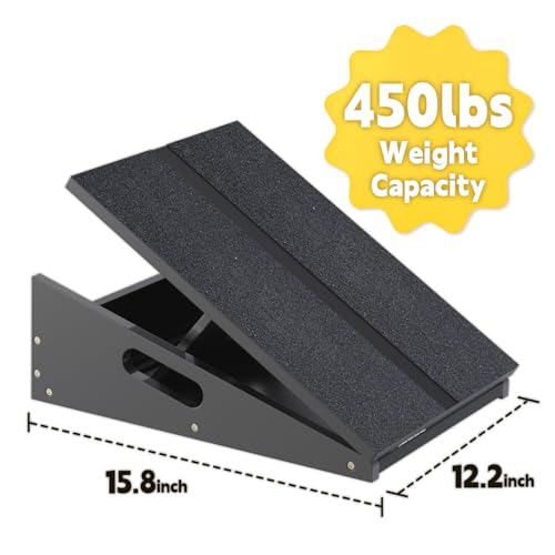 Wood Slant Board Calf Stretcher - Professional Calf Stretcher Slant Board for Physical Therapy, Incline Stretching, and Rehabilitation Exercises - Durable and Adjustable Balance Tool - color: Black