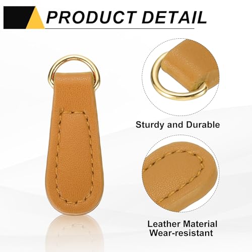 uxcell 6pcs Zipper Pull, 1.57 Inch Leather Zip Puller Zipper Replacement Repair Kit Head Handle for Luggage Clothing Jackets Backpacks Boots, Brown - color: Brown