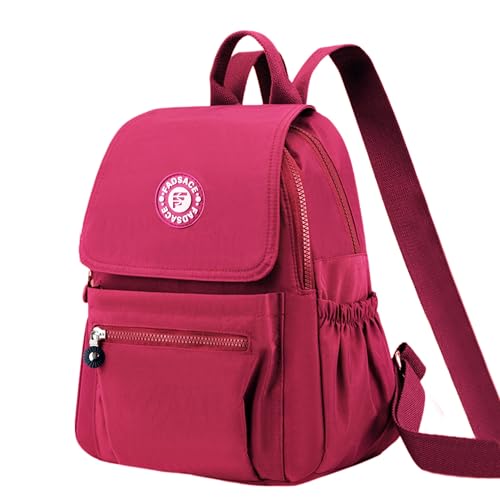 Fadsace Women's Casual Backpack, Lightweight Nylon Daypack, Travel Mini Shoulder Bag (Roseo) - color: Roseo
