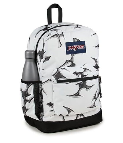 JanSport Cross Town Plus Backpack - Large Main Compartment, Side Water Bottle Pocket, 15-Inch Padded Laptop Sleeve - Cyber Silver White - color: Cyber Silver White