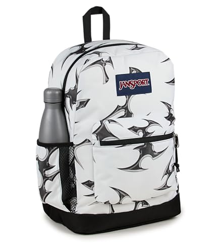 JanSport Cross Town Plus Backpack - Large Main Compartment, Side Water Bottle Pocket, 15-Inch Padded Laptop Sleeve - Cyber Silver White - color: Cyber Silver White