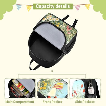 Blueangle Lightweight Waterproof Backpack for Travel & Daily Use, Durable Wildflowers Daypack for Outdoor（370）