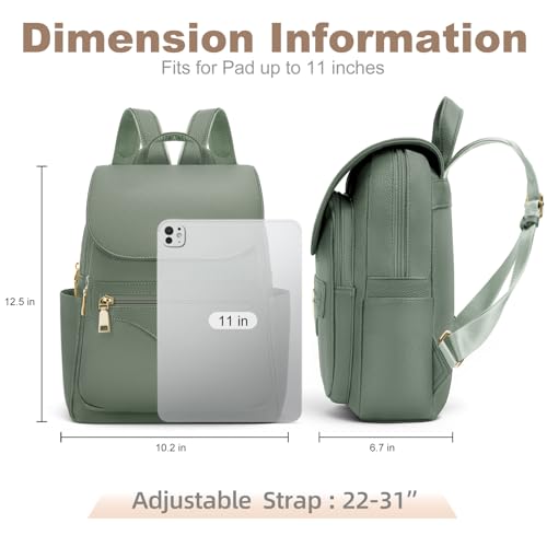 SYTRAH Mini Backpack Purse for Women, Causal Small Backpack with Built-in RFID Wallet & 11" Tablet Sleeve, Stylish Travel Daypack for Daily Green - color: Green