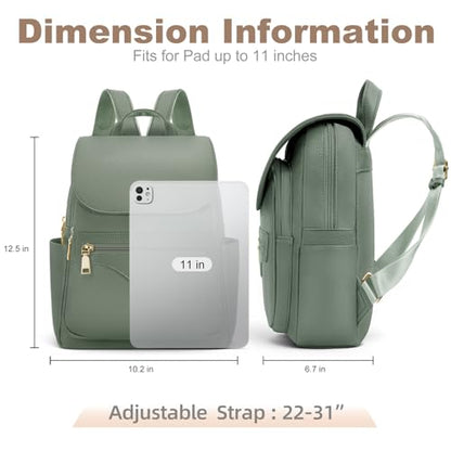 SYTRAH Mini Backpack Purse for Women, Causal Small Backpack with Built-in RFID Wallet & 11" Tablet Sleeve, Stylish Travel Daypack for Daily Green - color: Green