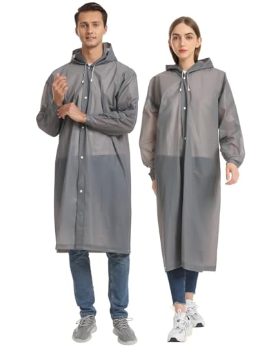 Opret Portable EVA Rain Ponchos with Hoods 2 Pack for Adults - color: 2pcs, Gray