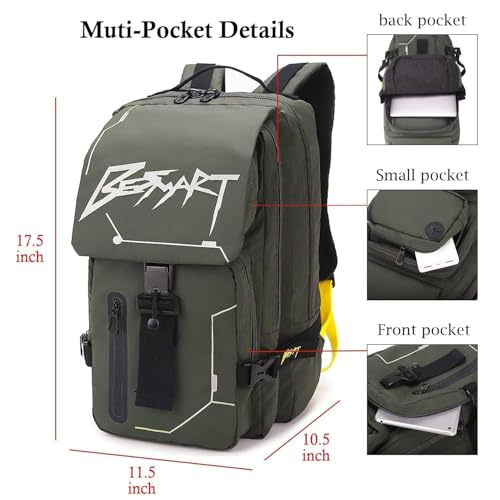 BESMART Hiking Outdoor Travel Backpack with Design, Water-Resistant Laptop Daypack Book Bag with Multi-Layer for Men & Woman (Army Green) - color: Army Green