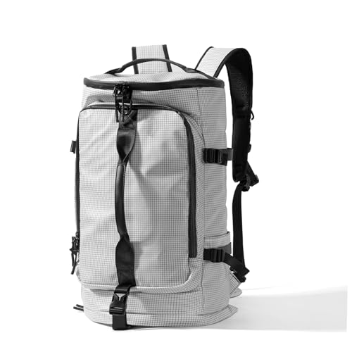 Gym Duffle Bag 3 IN 1 Travel Backpack 40L Waterproof Shoe Compartment for Men and Women Basketball Soccer Sports Bag (TPU-White-Checkered) - color: TPU-White-Checkered