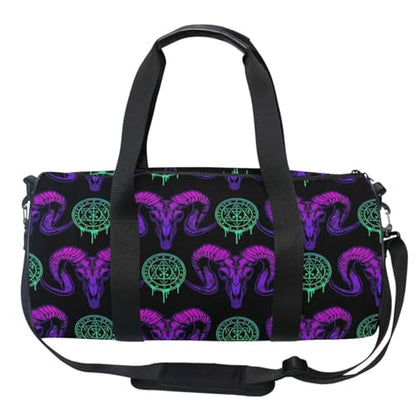 MNSRUU Duffel Bags Mystical Ram Skull Sports Gym Bag Travel Luggage Overnight Bags for Men Women Duffel Bags for Traveling - color: Goth 15