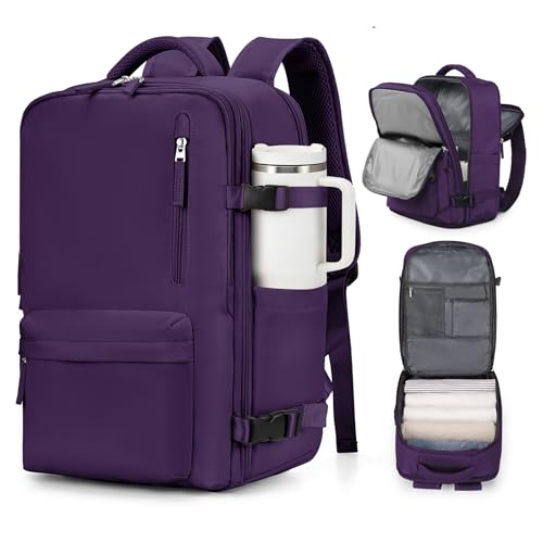 VGCUB Carry on Travel Backpack for Women Men Large Laptop Gym Work Frontier Airlines Personal Item Bag Business Airport Lightweight Backpack Flight Approved Mochilas de Viaje, Dark Purple - color: Dark Purple, size: Large