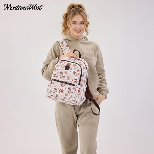 Montana West Backpack for Women Western Travel Backpack Purse Casual Daypack for Laptop - color: Aztec Tan