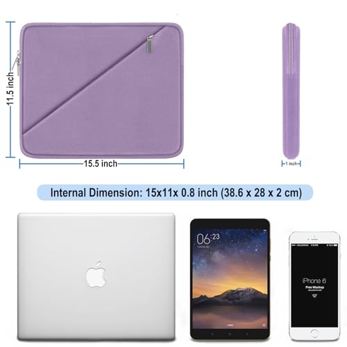 Laptop Case 15.6 inch, Traveling Carrying Computer Bag with Zippered Pocket, Shockproof Protective Laptop Sleeve Compatible for Apple Notebook, HP, Dell, Acer, Asus, Lenovo, Light Purple - color: Light Purple, size: 15.6 inch