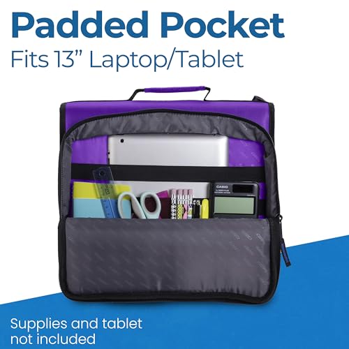 Case-it School Zipper Binder | 2" O-Rings | 350-Sheet | LT-007 Deep Purple - color: Purple/White, size: 1 Pack