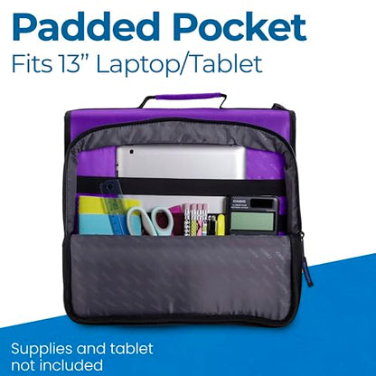 Case-it School Zipper Binder | 2" O-Rings | 350-Sheet | LT-007 Deep Purple - color: Purple/White, size: 1 Pack