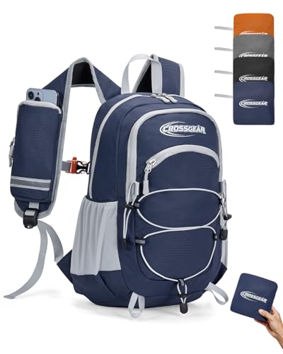 CROSSGEAR 24L Packable Backpack, Lightweight Hiking Daypack, Multiple & RFID Pocket, Water-Resistant Foldable Hiking Backpack for Women Men, Nylon Fabric for Travel Camping, Navy Blue - color: 24l Navy Blue, size: Medium