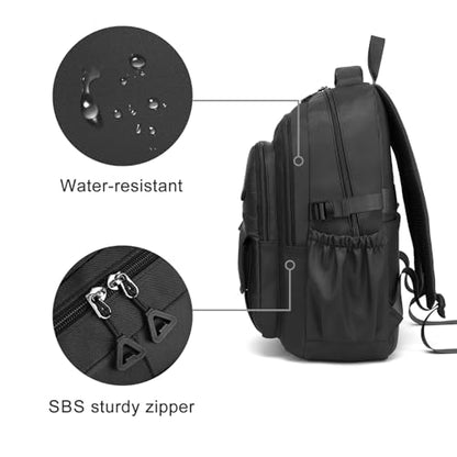 Phaoullzon Girls School Backpack for Boys Middle High College Teen Bookbag - color: Black, size: Large (17.5 Inch)