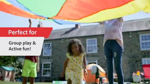 GSi Kids Play Parachute Rainbow Parachute Toy Tent Game for Children Gymnastics Cooperative Play and Outdoor Playground Activities (10 Feet) - size: 10 Feet