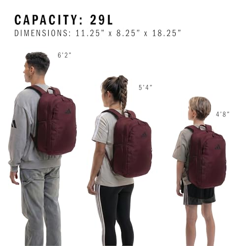 adidas Amplifier Backpack for Laptop, School and Gym, 28L, Maroon/Regular, OSFA - color: Maroon/Regular