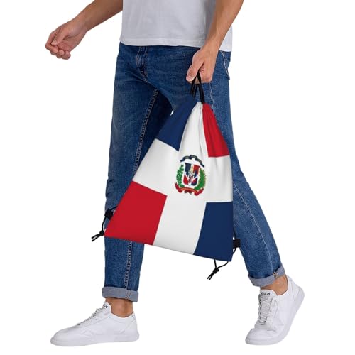 Dominican Republic Flag Drawstring Bag Sport Gym Backpack Beach Travel Sack Draw String Yoga Bag For Men Women - color: Dominican Republic Flag