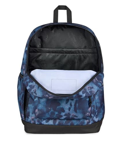 JanSport Cross Town Plus Backpack - Large Main Compartment, Side Water Bottle Pocket, 15-Inch Padded Laptop Sleeve - Ghostly Florals - color: Ghostly Florals Navy/Purple/Pink