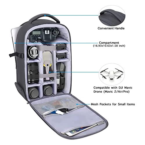 MOSISO Camera Backpack, DSLR/SLR/Mirrorless Photography Camera Bag 15-16 inch Waterproof Hardshell Case with Tripod Holder&Laptop Compartment Compatible with Canon/Nikon/Sony, Gray - color: Gray