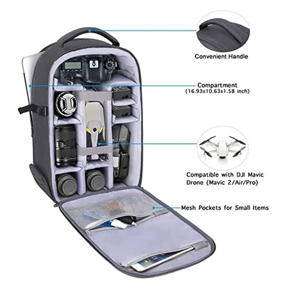 MOSISO Camera Backpack, DSLR/SLR/Mirrorless Photography Camera Bag 15-16 inch Waterproof Hardshell Case with Tripod Holder&Laptop Compartment Compatible with Canon/Nikon/Sony, Gray - color: Gray